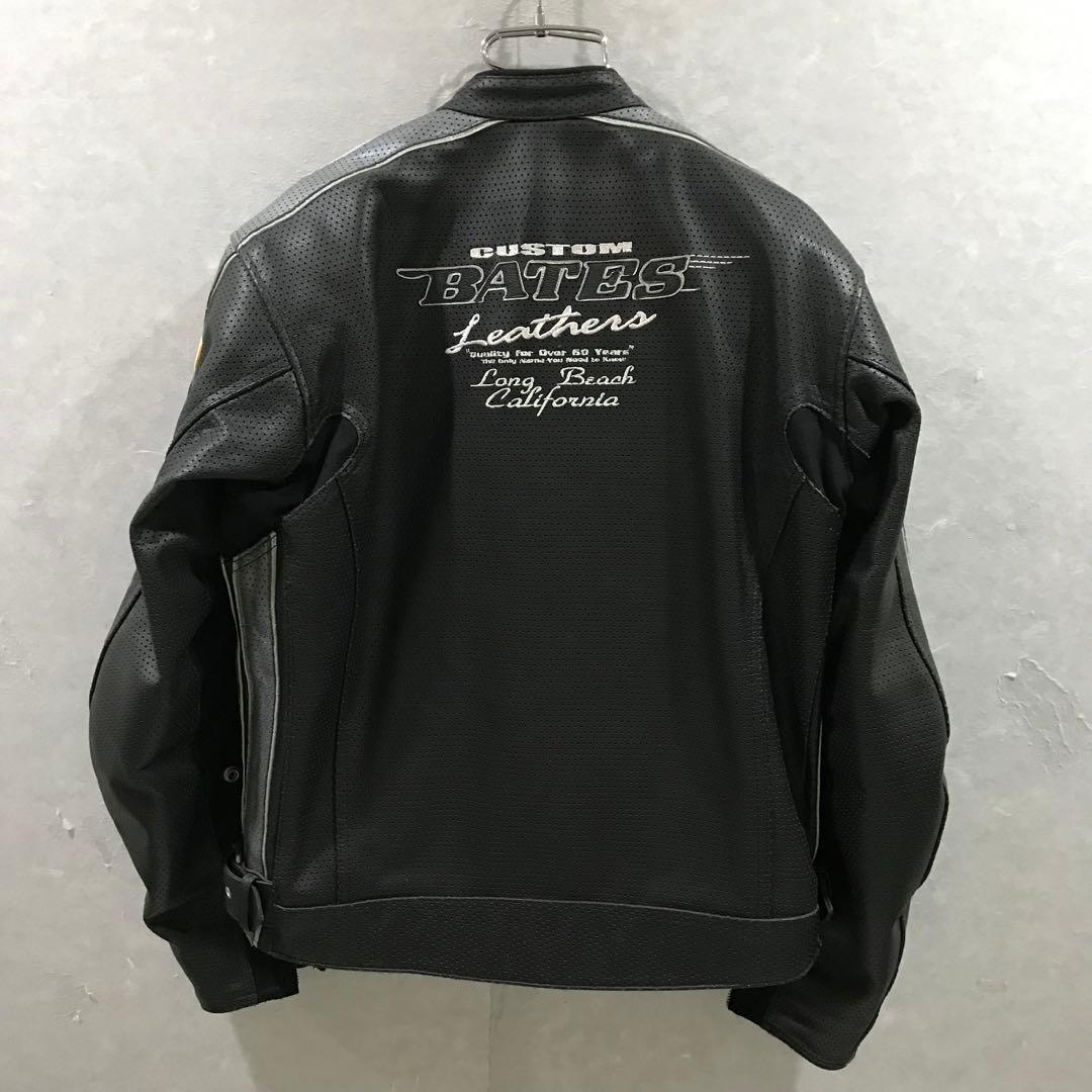 ＢＡＴＥＳ パンチングレザージャケット プロテクター ライダース 黒 ＸＬ