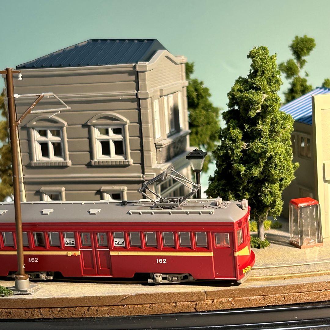 函館市電末広町界隈　市電の走る街　 鉄道ジオラマ　Nゲージ 展示台