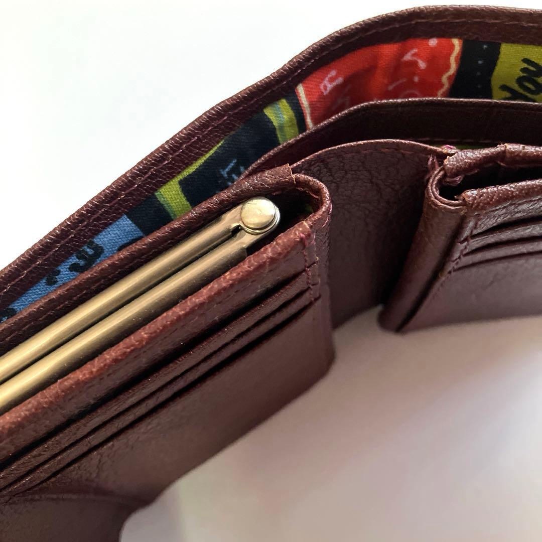 【極美品】 アナスイ ANNA SUI 牛革 折り畳み 財布 パスケース 口金