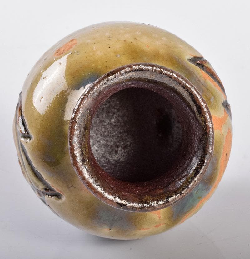 みき　琉球美術　壺屋焼　人間国宝　金城次郎作　 魚文　小壷　M　R3676