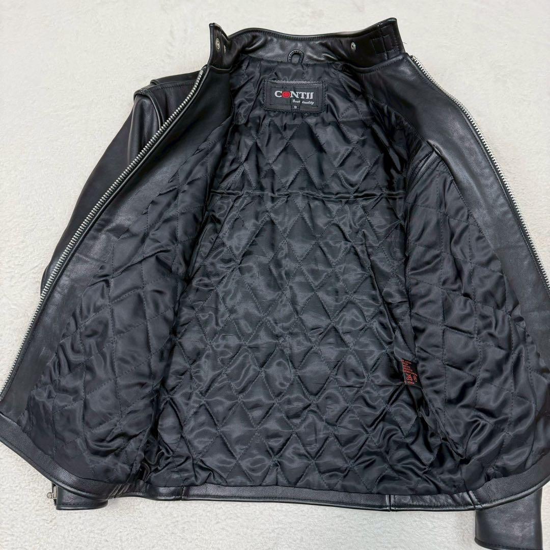 美品 CONTII ライダースジャケット シングル 本革 キルティング ブラック