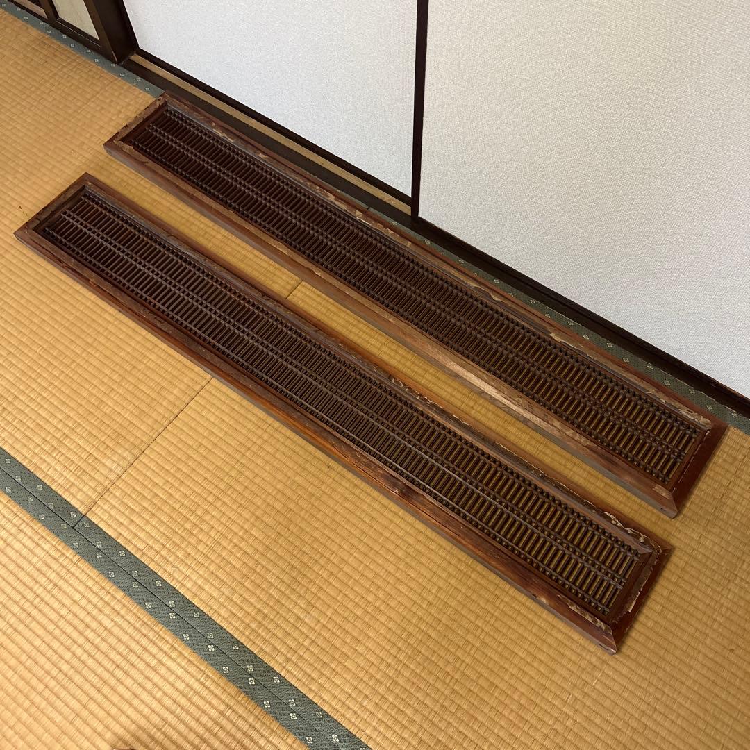 組子細工　木製欄間　建具 らんま 明り取り古民家 オブジェ レトロ 2枚 ③