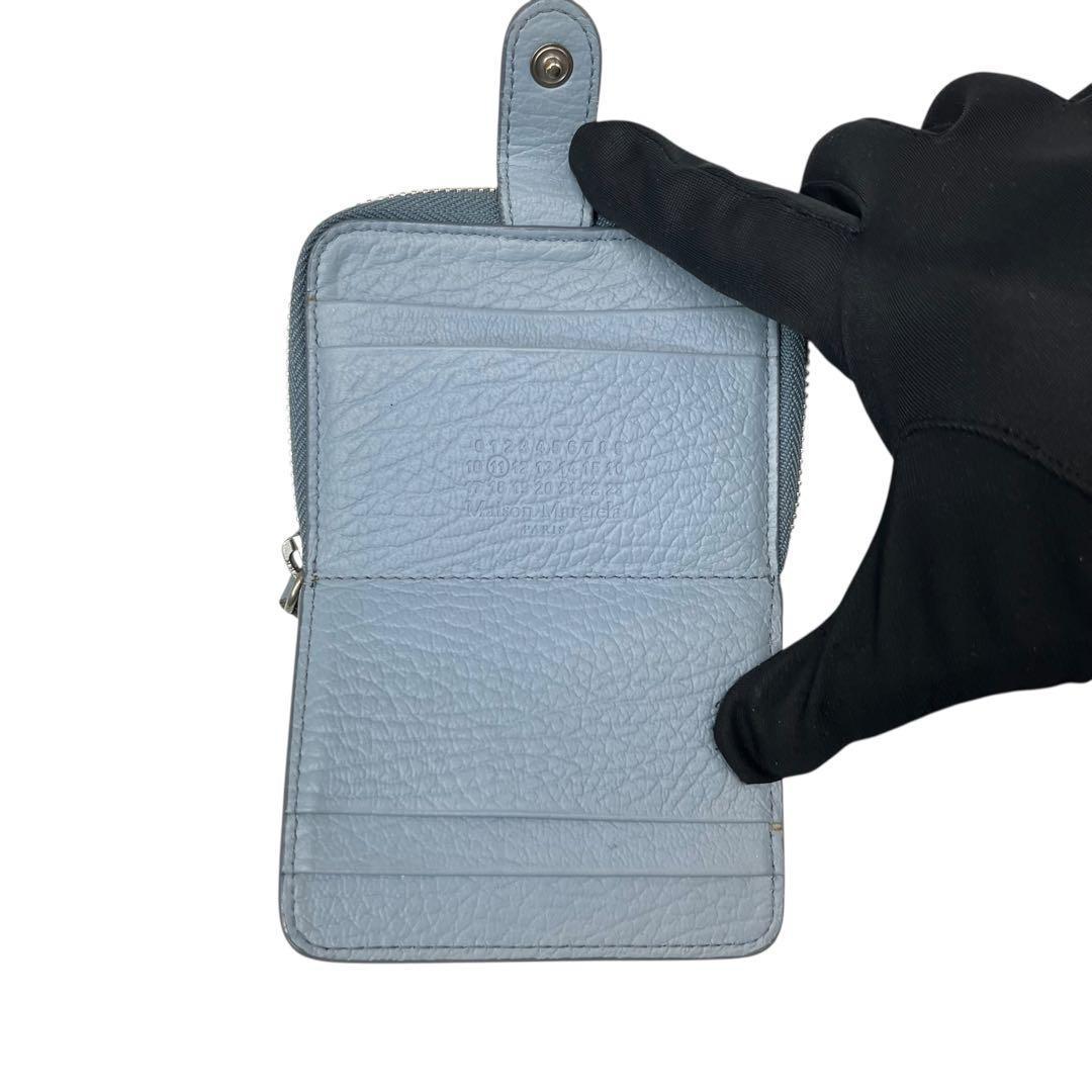希少✨メゾンマルジェラ ケース ファスナー 4ステッチ ブルー 水色