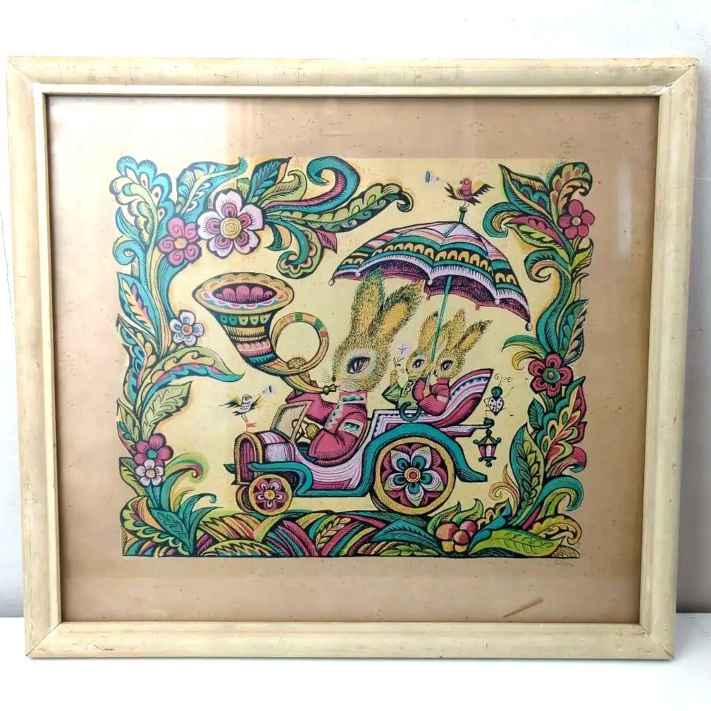 【イシイリョウコ】【ロシア】【版画】ウサギ