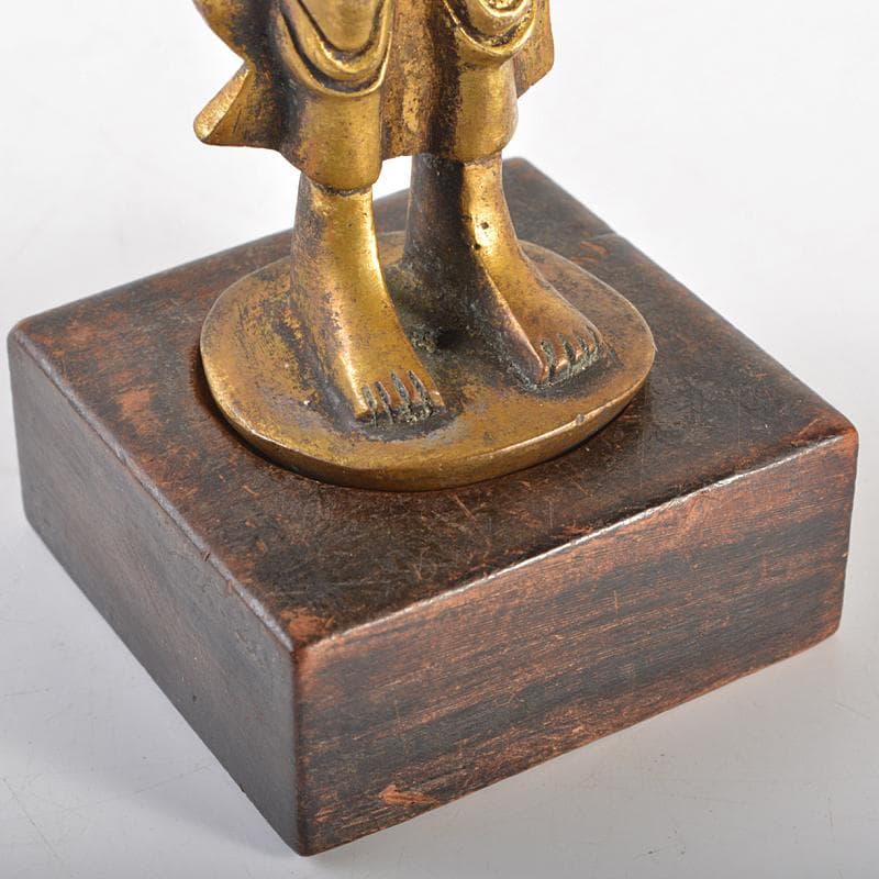 仏教美術　古銅鍍金　仏像　置物　唐木台付　F　R6704