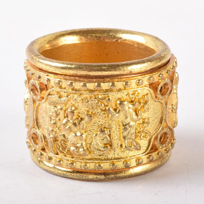 中国　光緒天宝足銀　山水人物彫　板指　N　7475