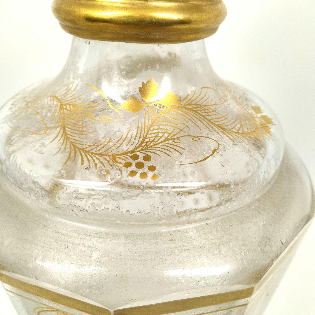 K158 オールドバカラ ガラス金絵 水次 デキャンタ 高さ38㎝ 木箱付