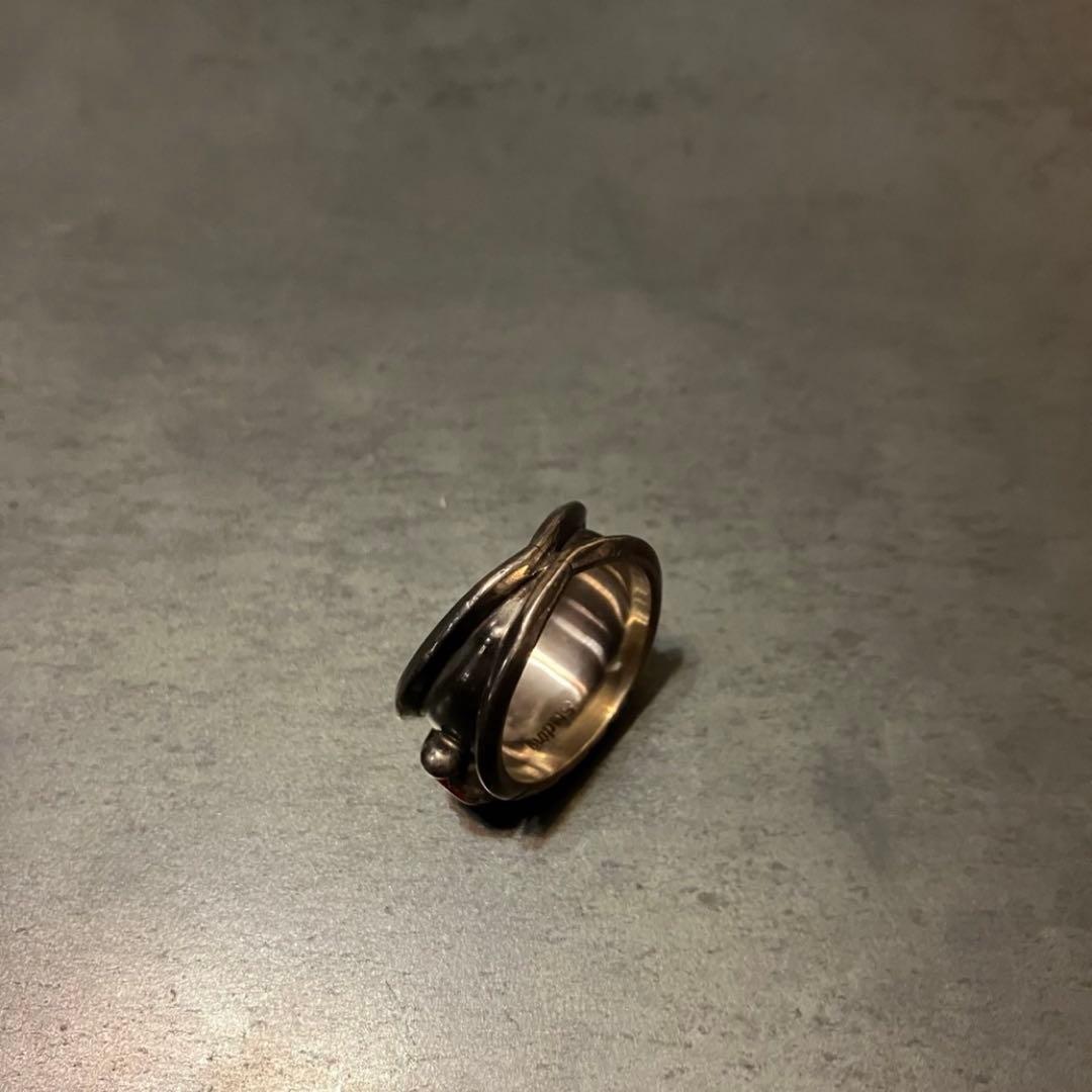 SILVER925 RED STONE DESIGN RING/シルバー/リング