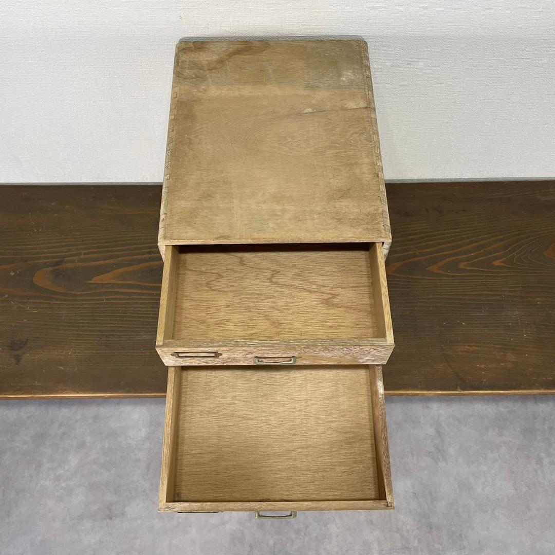 ヴィンテージ 小引き出し 4杯 ネームプレート付 白木 抽斗 収納箱 レトロ