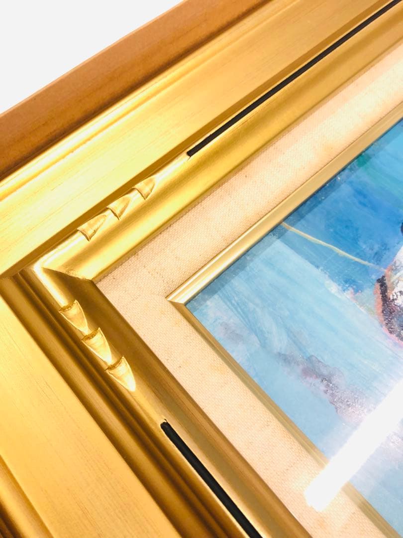 ★ 鴨川港 『滞船』 渡辺三男 千葉 1981 絵画　海　日本　油絵　海　舟　青