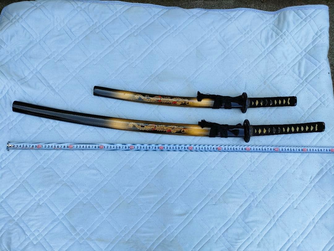 G*W様 模造刀 2本セット　龍　黒鞘 金 コスプレ　日本刀レプリカ