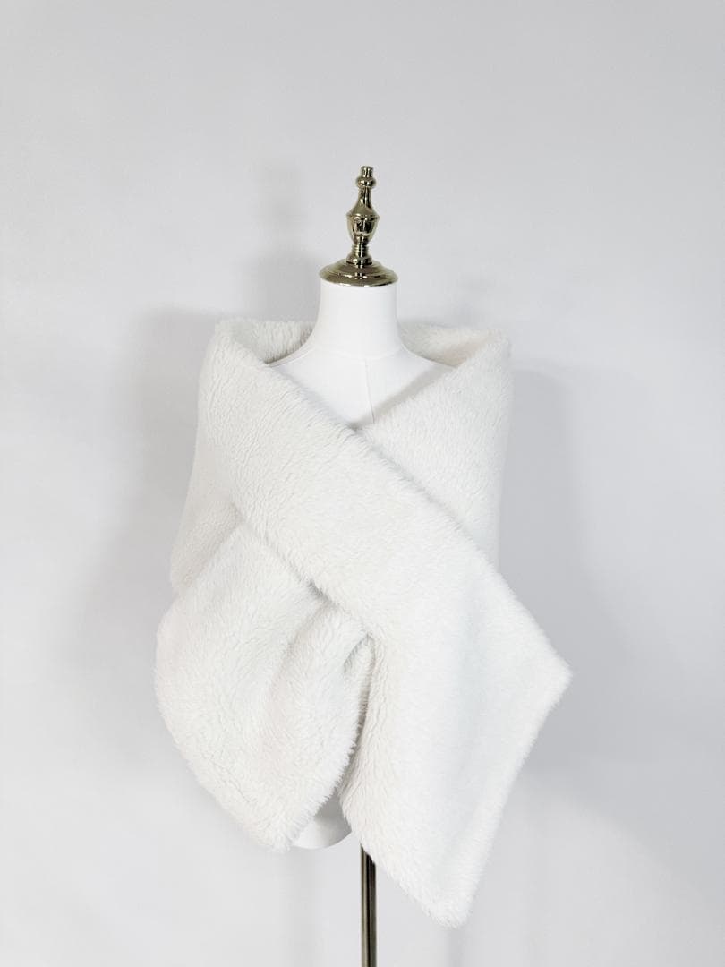 未使用級★Max Mara/マックスマーラ テディマフラー ストール ホワイト