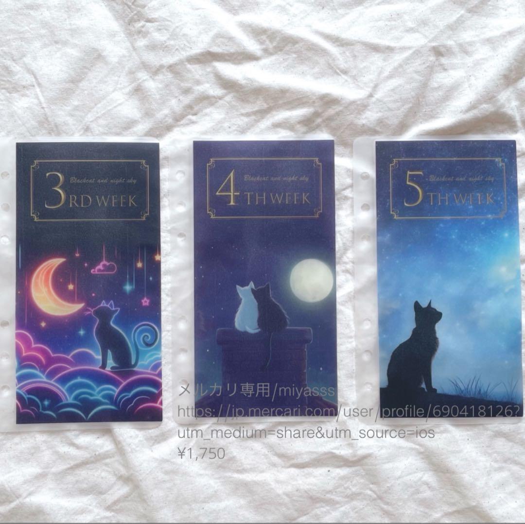 【1750円】貯金リフィル 黒猫と夜空 weeklyリフィル saving