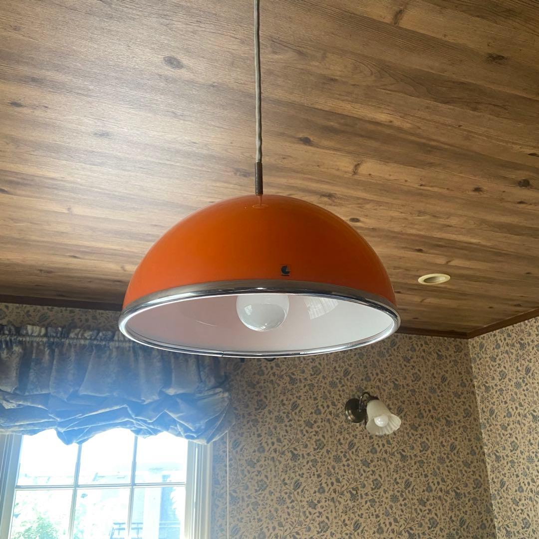 昭和レトロ　ペンダントライト　オレンジ　天井照明　スペースエイジ