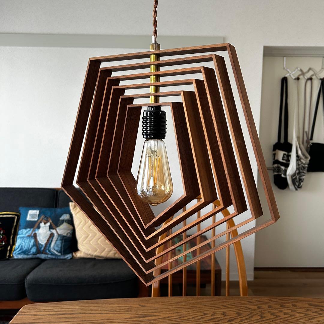 五角形　ペンダントライト ウォールナット