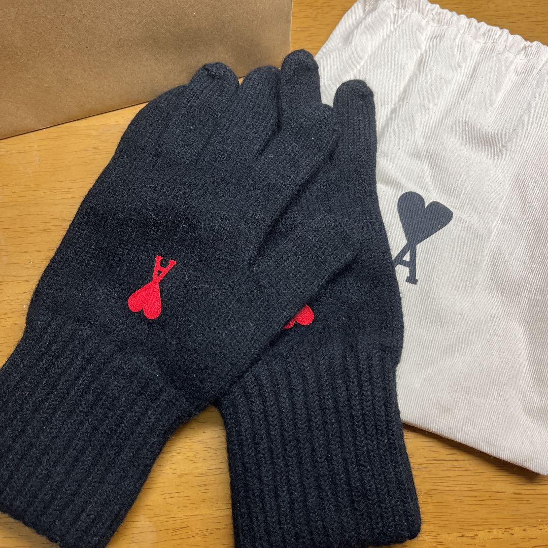 amiparis ロゴ手袋 ブラック