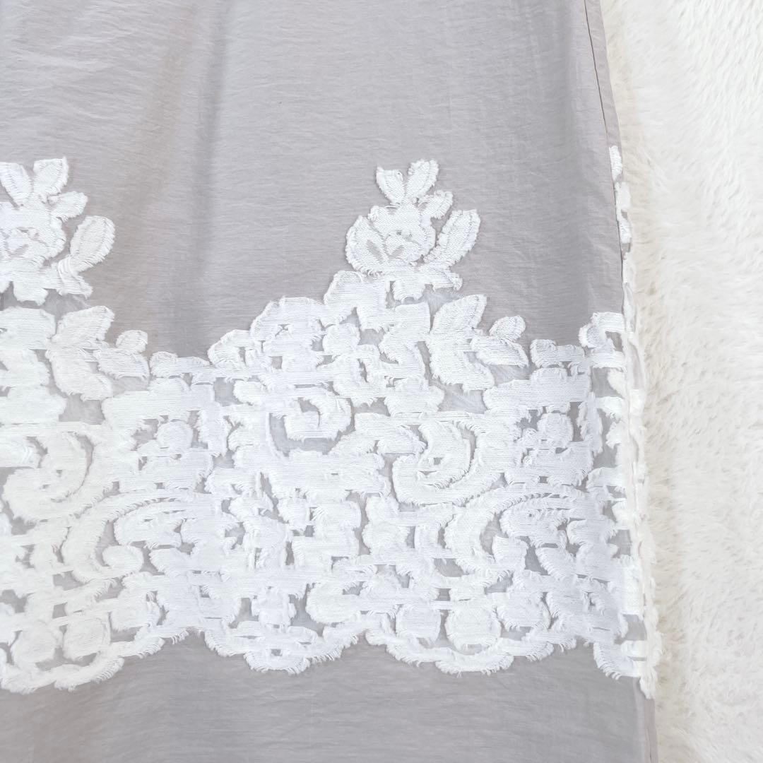 ビアズリー 裾レース ジャガード サルエルバギーパンツ グレー 23SS