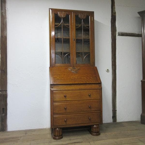 イギリス アンティーク 家具 ビューローブックケース デスク 本棚 6758c