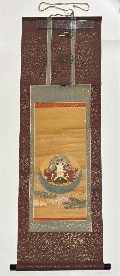 「勢至菩薩彩色木版画」1幅|江戸時代中期頃 仏教美術 仏像 木版刷り 和本