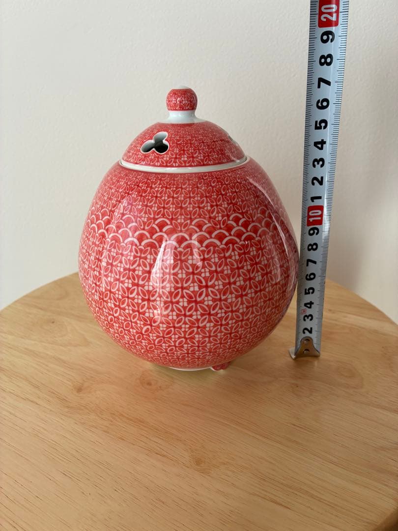 中尾龍純　染付紅七宝文　香炉