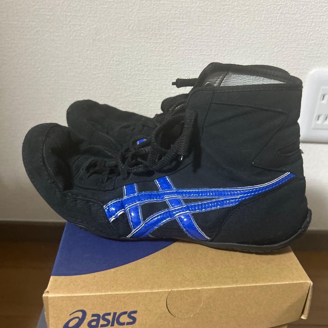 asics ボクシングシューズ ブラック/ブルー アシックスシューズ袋