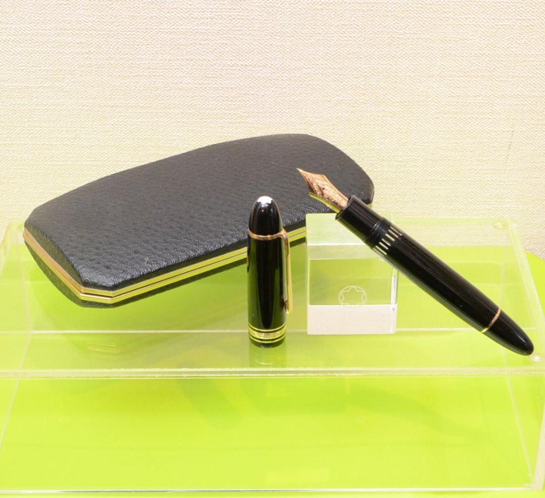 モンブラン149万年筆14C中金 エボナイト芯スチールケース付 細字EF 超美品