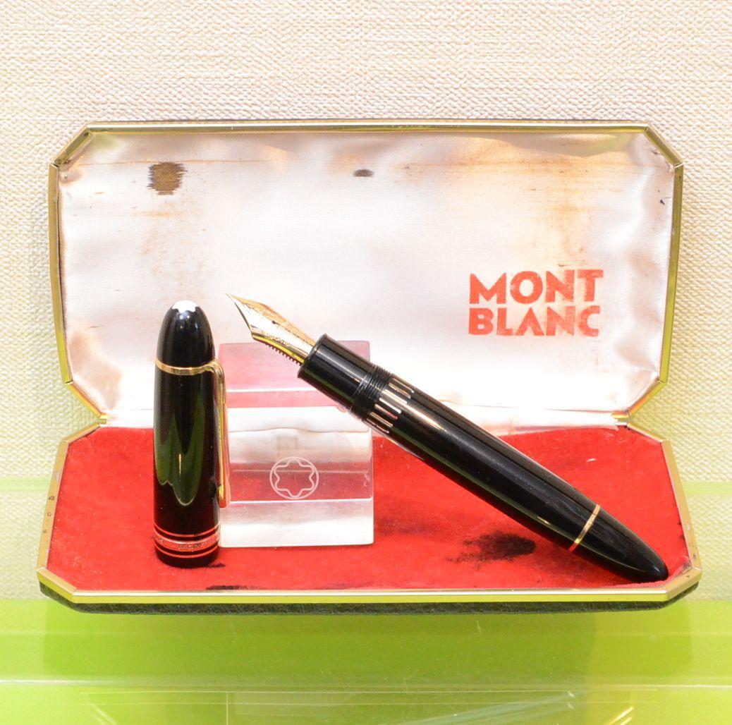 モンブラン149万年筆14C中金 エボナイト芯スチールケース付 細字EF 超美品