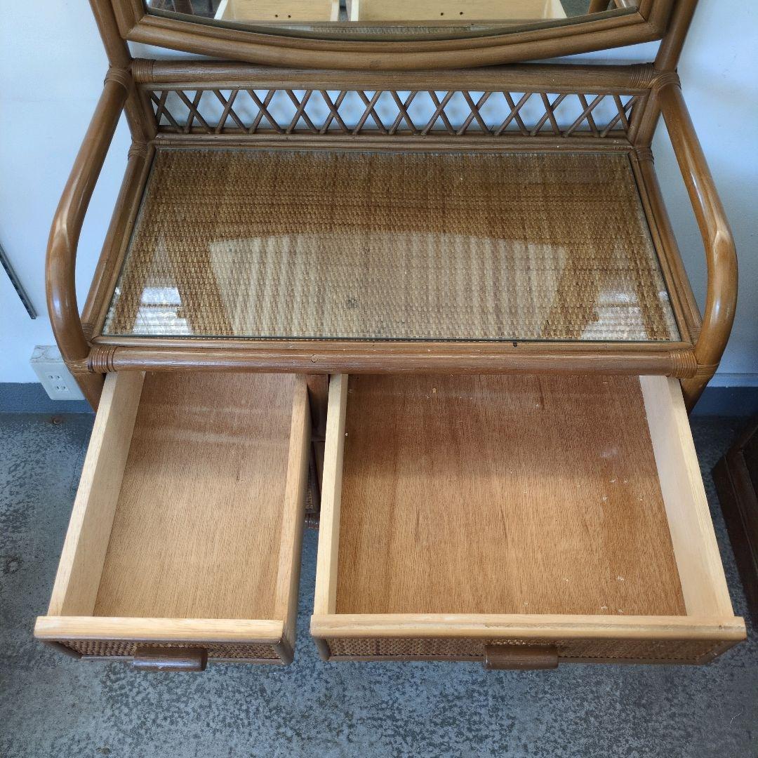 ヴィンテージ　レトロ　ラタン ミラー付きドレッサー