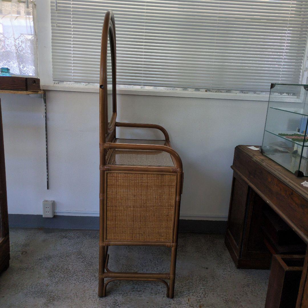 ヴィンテージ　レトロ　ラタン ミラー付きドレッサー