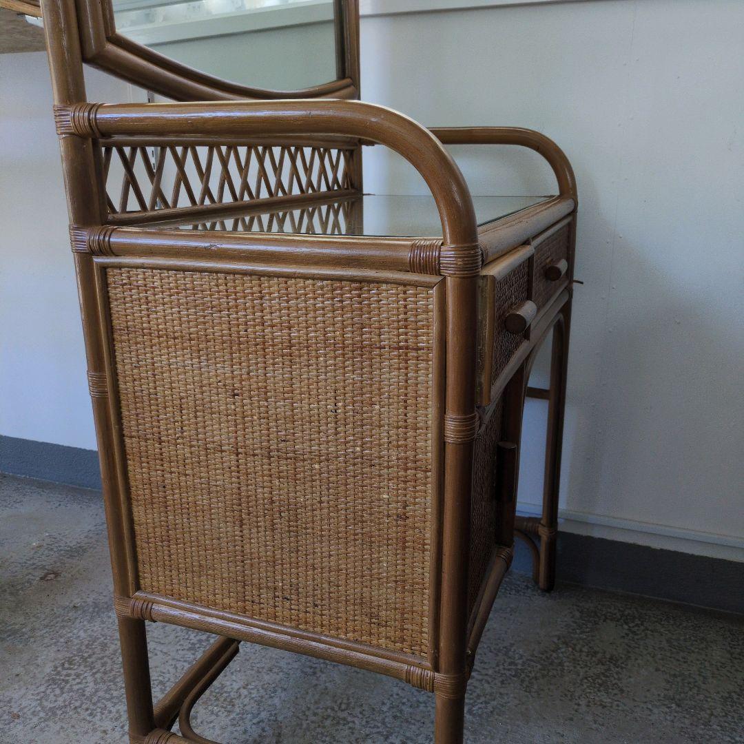 ヴィンテージ　レトロ　ラタン ミラー付きドレッサー