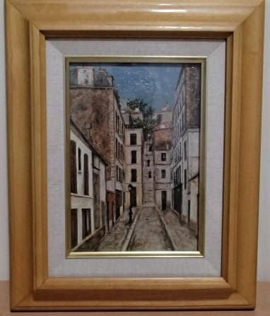 ユトリロ【コタン小路】 立体複製画（日本写真印刷製）　中古美品