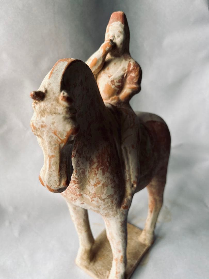 中国 加彩 騎馬人物