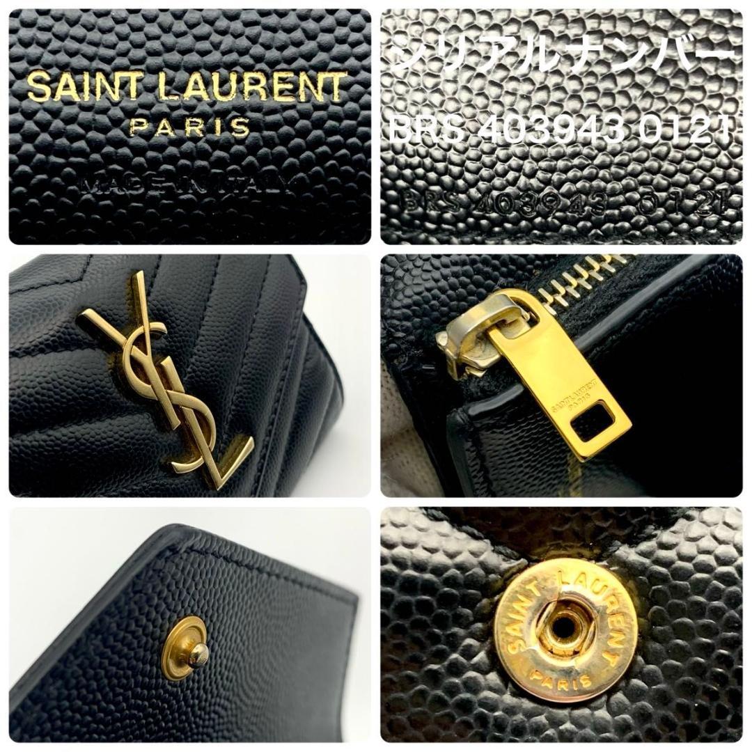 今だけセール！ サンローラン 三つ折り 財布 カサンドラ コンパクト 黒