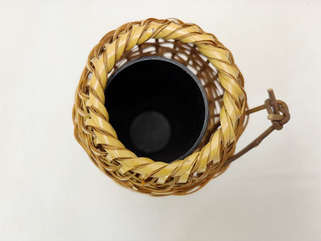 未使用 華道具 白竹 瓢箪形 花入 ひさご 掛置兼用 おとし付き 元箱