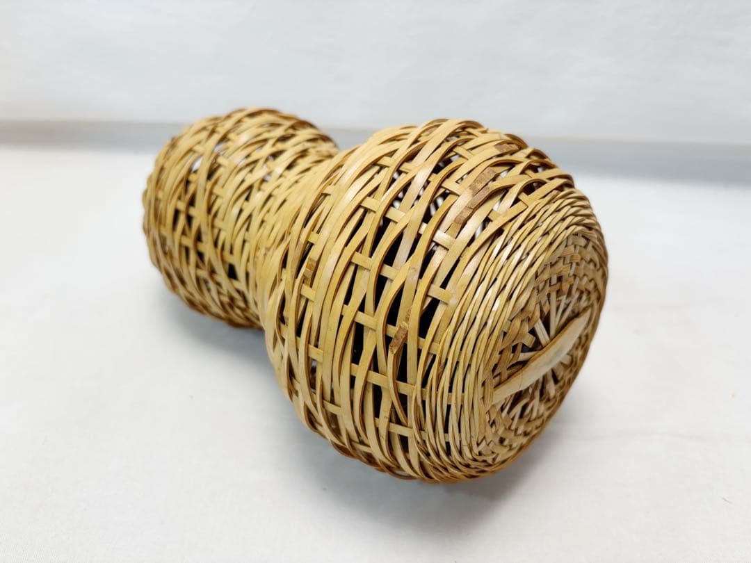 未使用 華道具 白竹 瓢箪形 花入 ひさご 掛置兼用 おとし付き 元箱