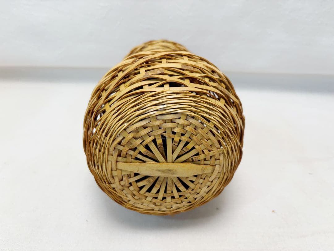 未使用 華道具 白竹 瓢箪形 花入 ひさご 掛置兼用 おとし付き 元箱