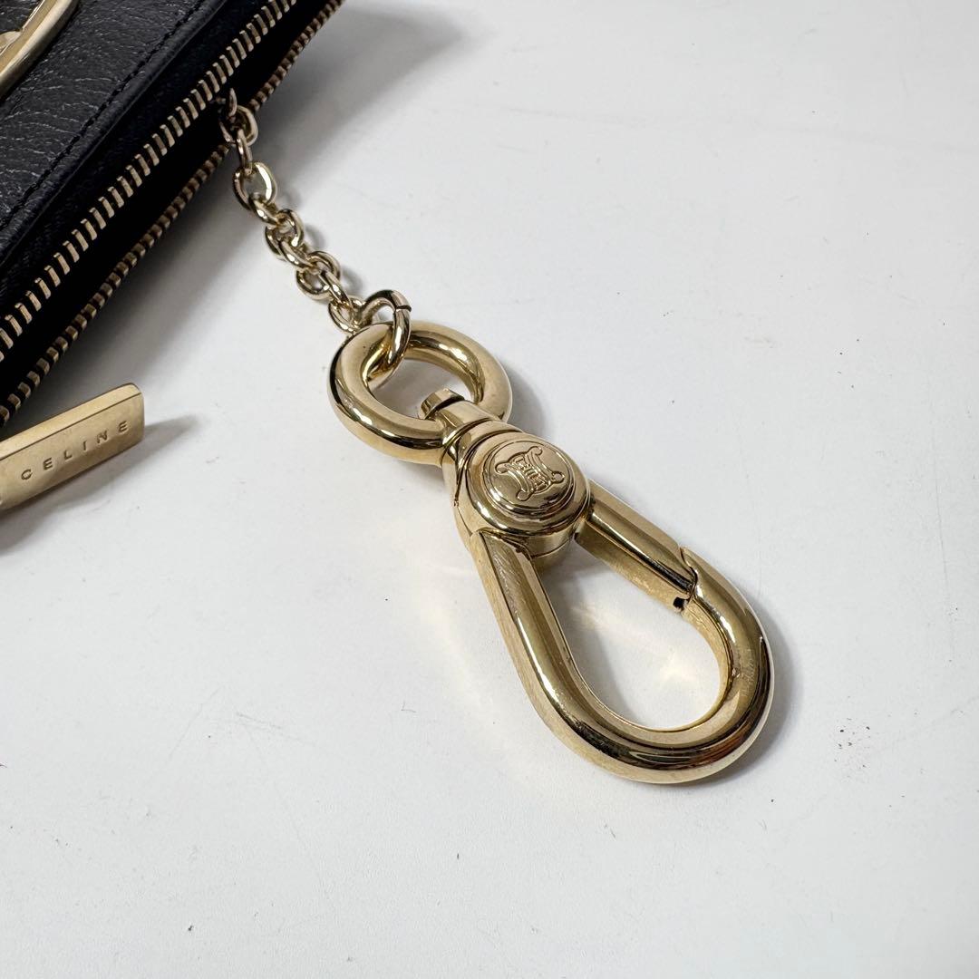 セリーヌ　CELINE トリオンフ　レザー　ケース　キーチェーン付　黒.