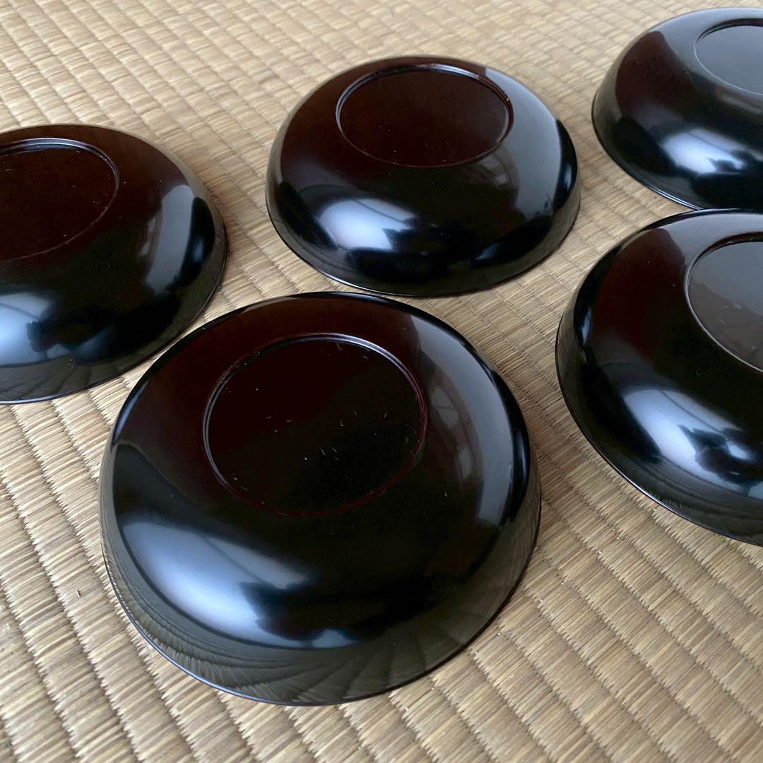 時代 輪島塗【富士松原蒔絵 小皿5客組】銘々皿 天然木 漆塗 懐石 茶道具