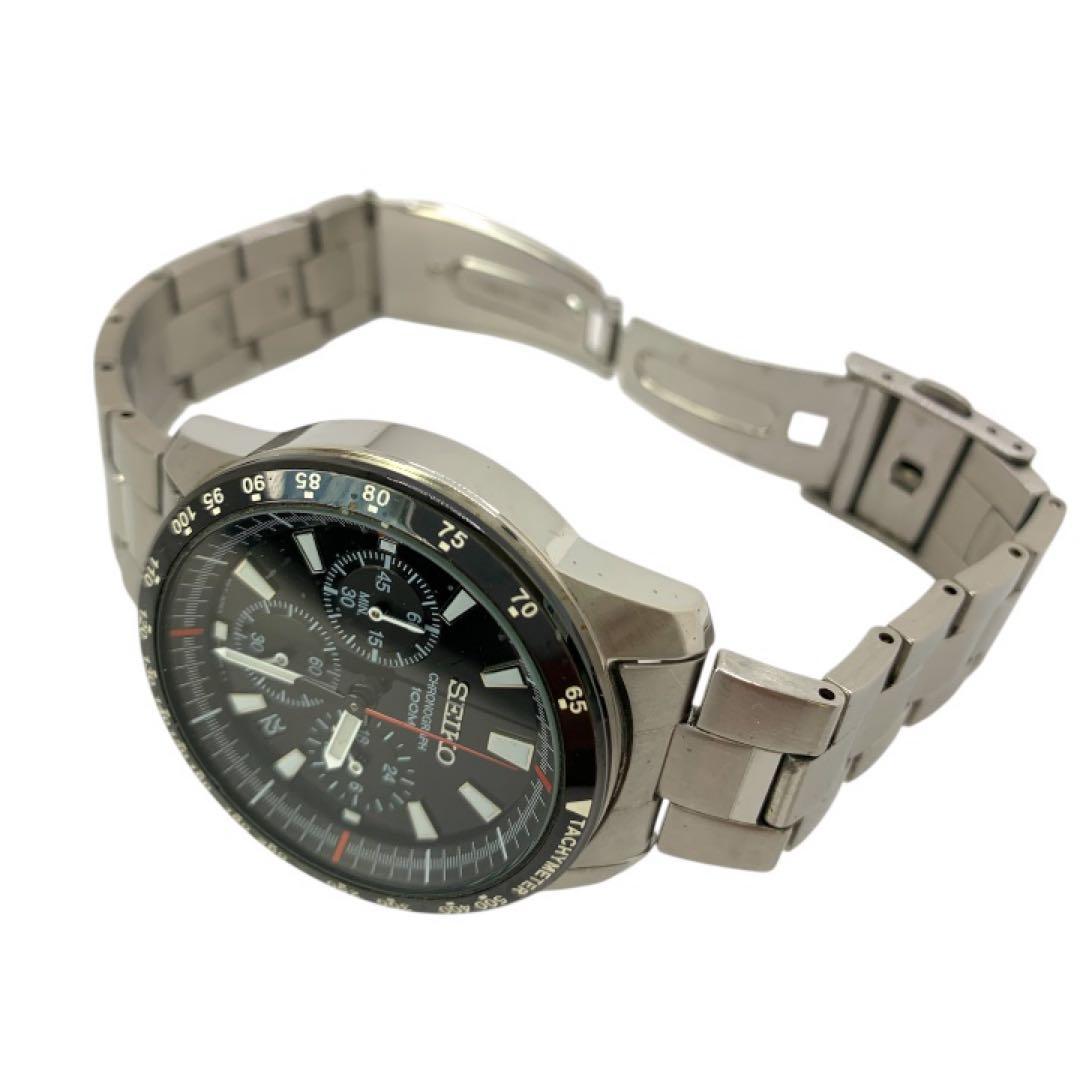 【稼働品】SEIKO クロノグラフ 6T63-00D0 タキメーター メンズ