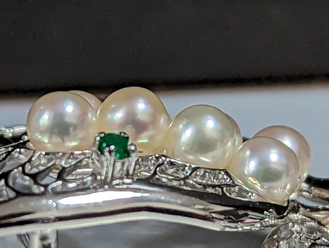 アコヤ真珠　K18，Silver　ブローチ　No.700