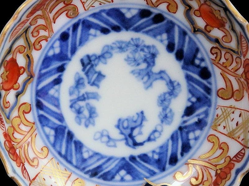 古伊万里　金襴手　花に松竹梅の図　豆皿　E725AS-CYd