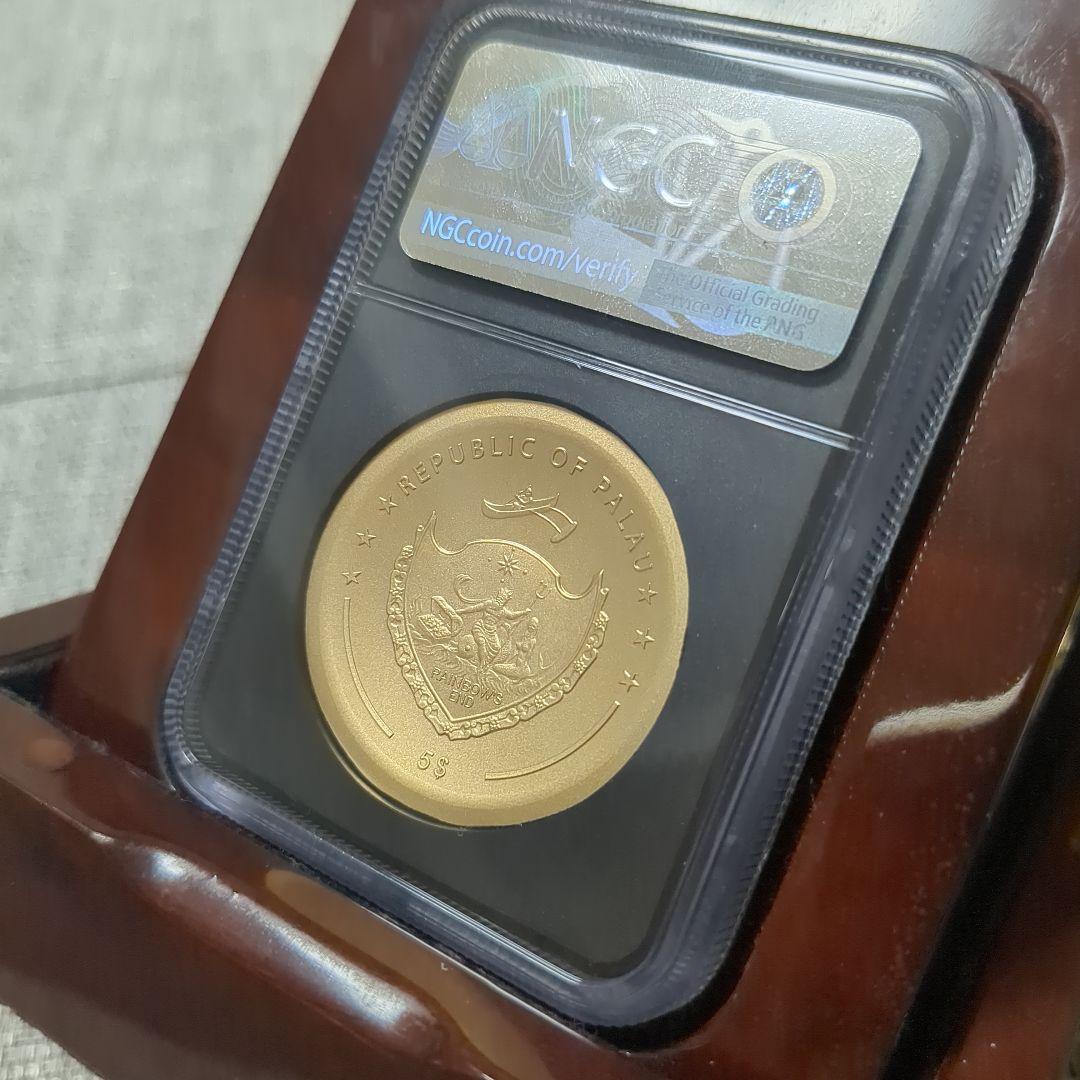 【NGC MS70】2021 パラオ $5 インカ太陽神 金色記念貨