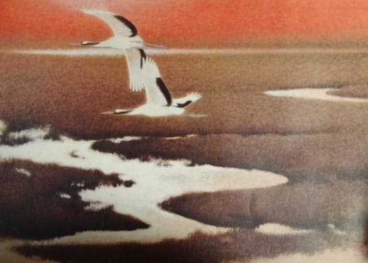 岩橋 英遠、湿原、大判、額装用・画版、日本製・新品額 額装付、状態良好