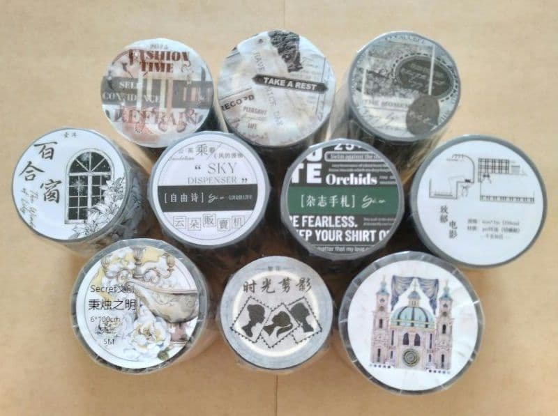 新品まとめ売り☆海外マステ PETテープ 巻き売り 装飾系 10巻セット♡