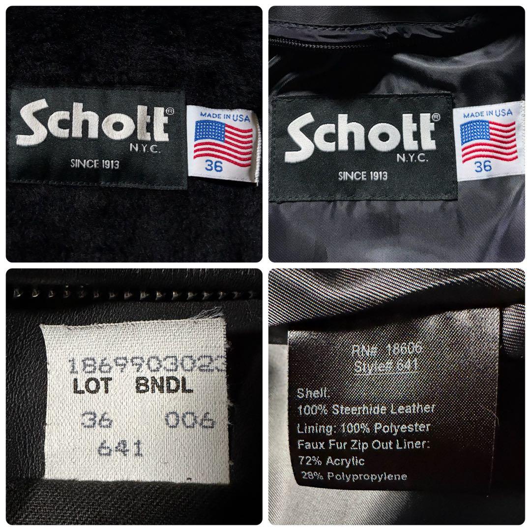 w*a様 未使用級/新型✨schott ライダースジャケット　641 黒　本革