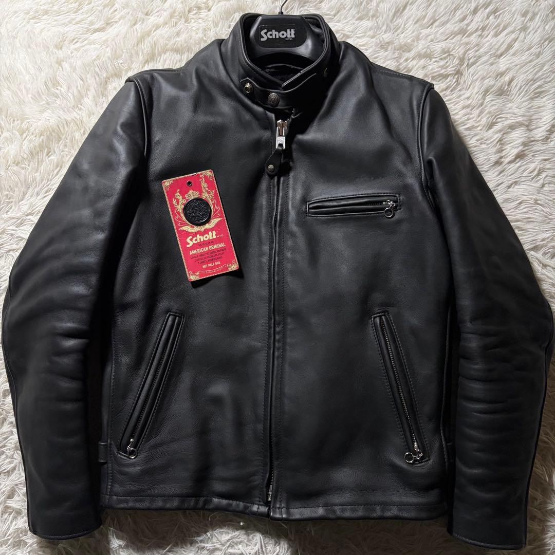 w*a様 未使用級/新型✨schott ライダースジャケット　641 黒　本革