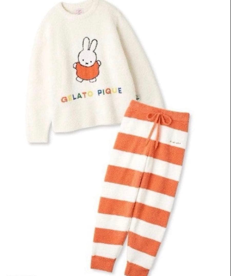 ジェラートピケ　ジェラピケ　ミッフィー　ベビモコプルオーバー＆ロングパンツセット