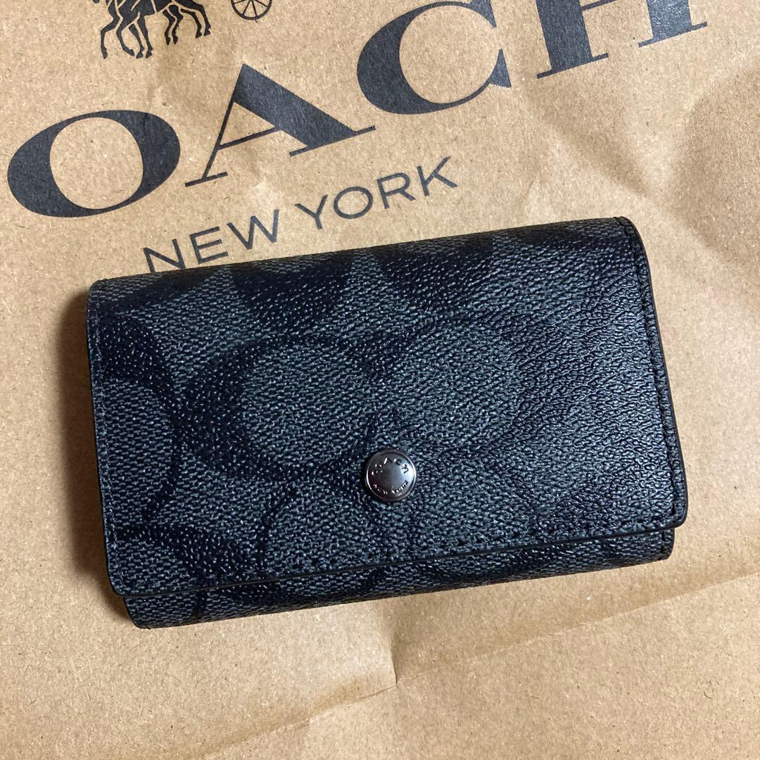 COACH コーチ　正規品　キーケース　黒　シグネチャー