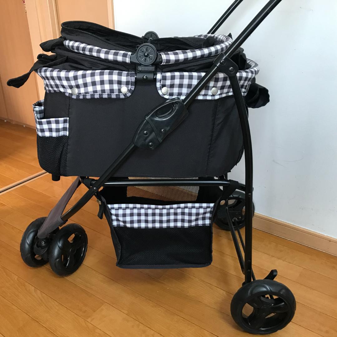 ねこるん 猫専用カート オープンキャビン 黒チェック ジェックス ペットカート