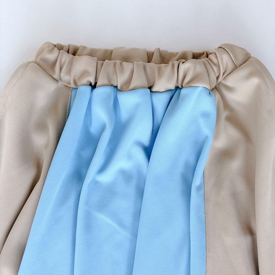 ユウショウコバヤシ ジャージ スカート バイカラー フリル Aライン 膝丈